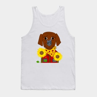 Dog With Sunflowers Tank Top